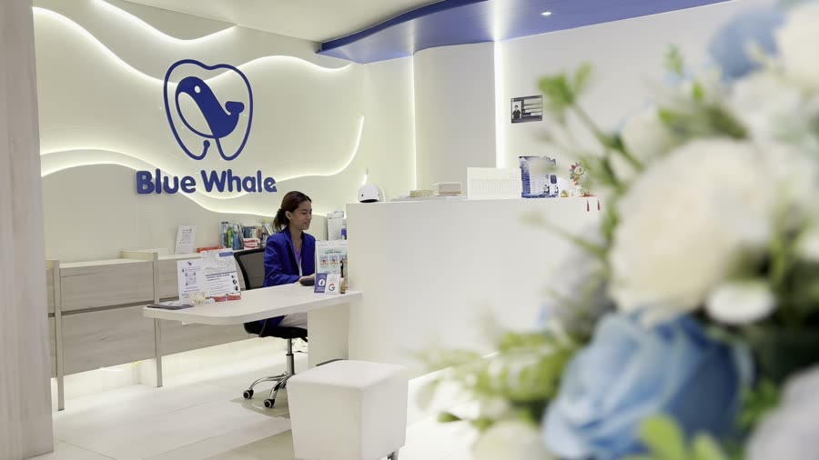 เคาน์เตอร์ต้อนรับคลินิก Blue Whale Dental